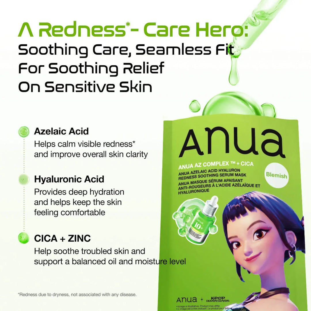Anua Kpop Demon Hunters Azelaic Acid Hyaluron Redness Soothing Serum Mask