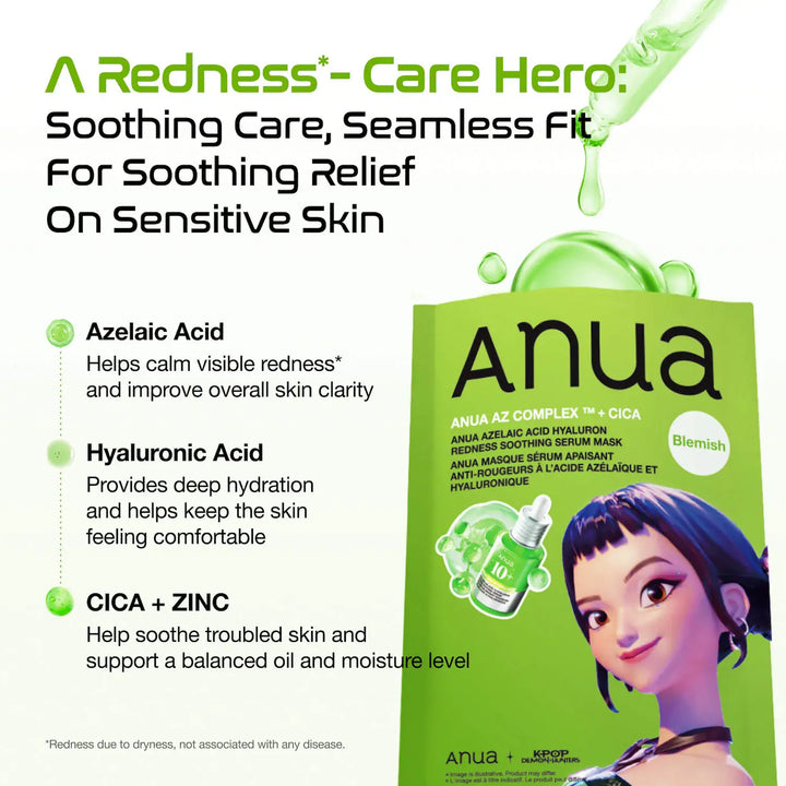 Anua Kpop Demon Hunters Azelaic Acid Hyaluron Redness Soothing Serum Mask