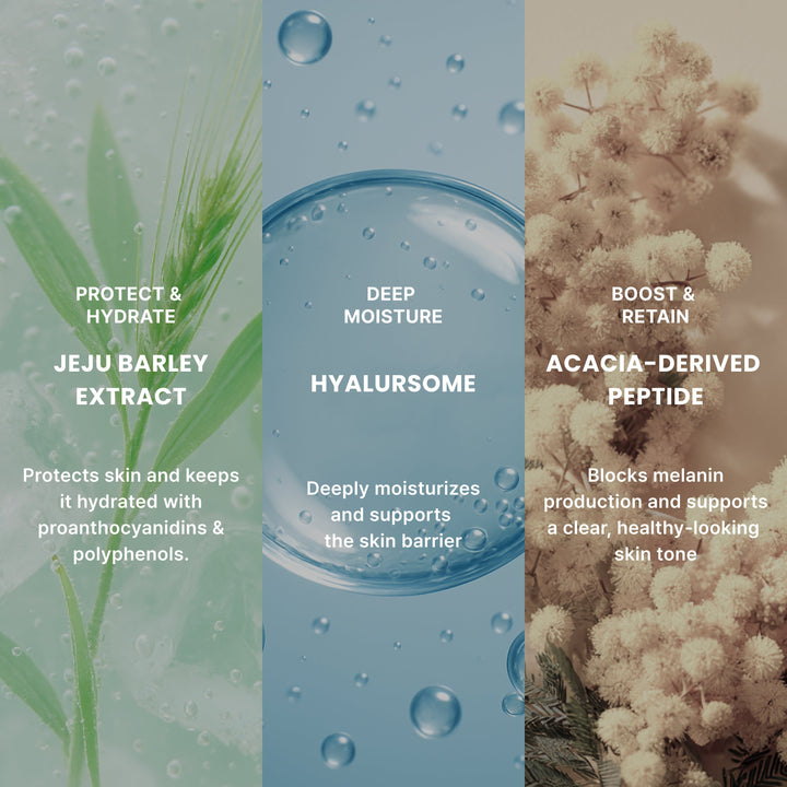 Key ingredients: Jeju barley extract, Hyalursome, acacia-derived peptide