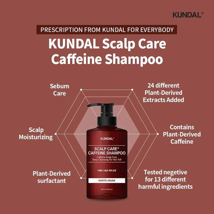 KUNDAL Chiffon de cheveux de caféine 500ml KUNDAL