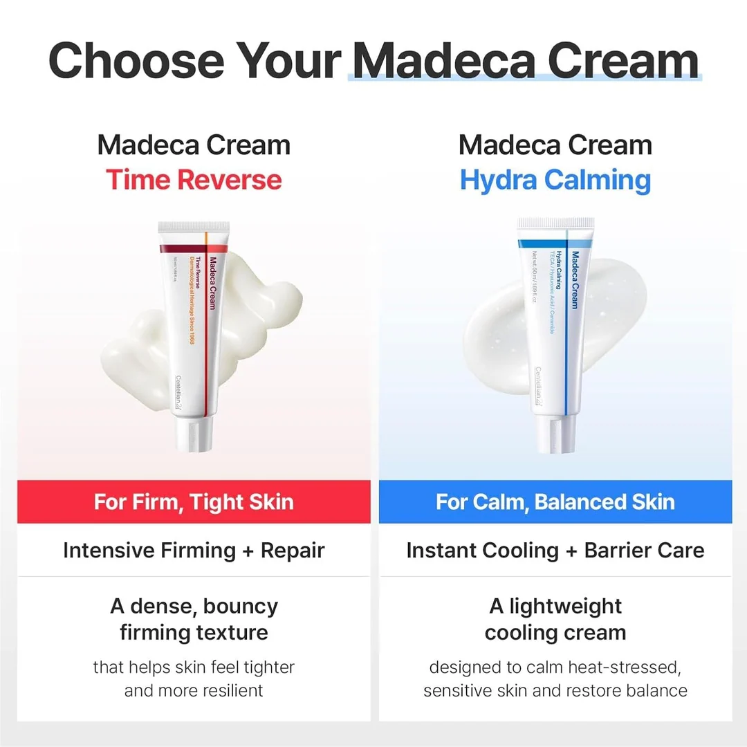 CENTELLIAN24 Madeca Cream Hydra Calming compared with Time Reverse choose your cream