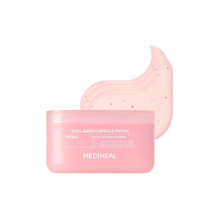 MEDIHEAL Collagen Capsule Patch Retinol Wrinkle Lifting - jar with patch texture