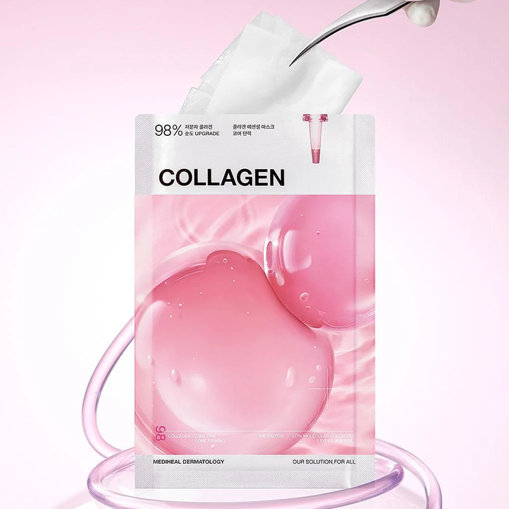 MEDIHEAL Collagen Essential Mask Core Firming - sheet mask with tweezers